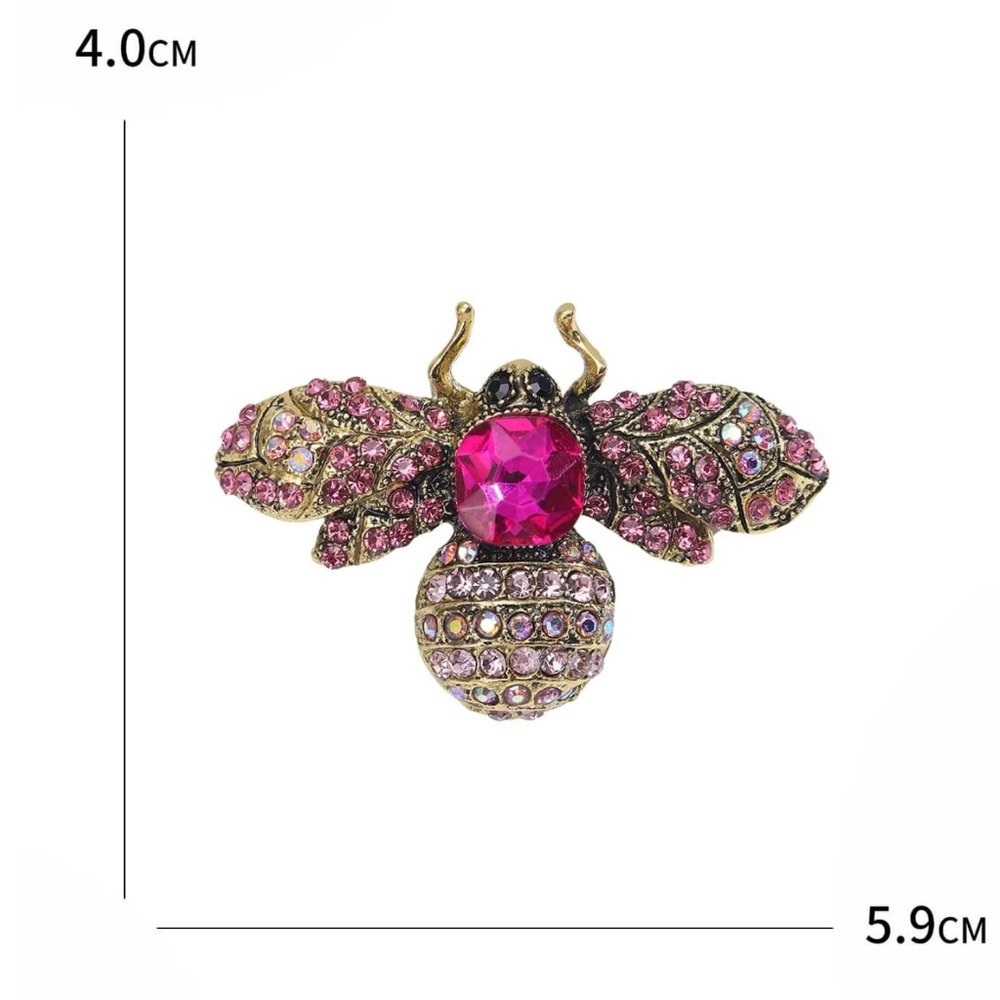 Luxe Gold Tone Rhinestone Statement Bee Brooch - Picture 4 of 5